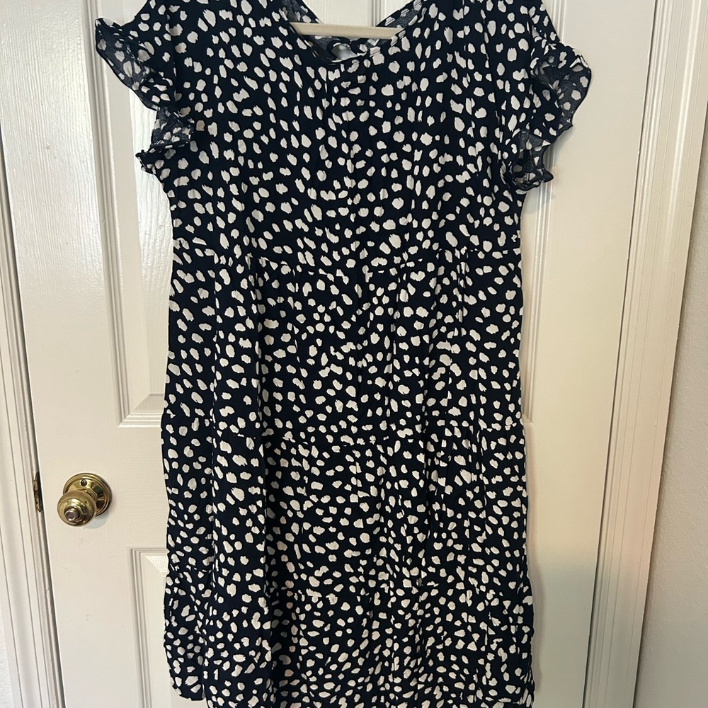 Stylish Navy and White Tiered Dress